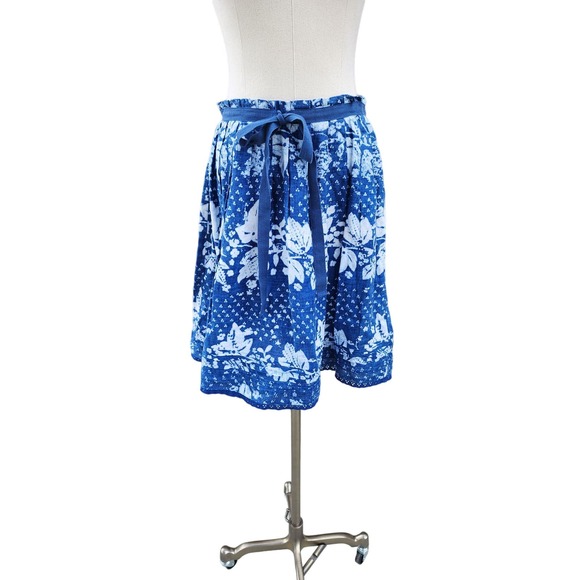 Beautiful Tie-Dye Blue Linen GAP Skirt Size 2 - Picture 3 of 7